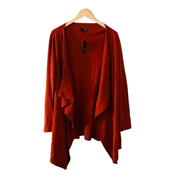 East 5th Open Front Asymmetrical Hem Knit Cardigan Size 1X NWT Burnt Orange - Picture 9 of 9